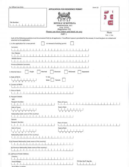 Residence Permit Application Embassy Of The Republic Of Botswana In   Residence Permit 